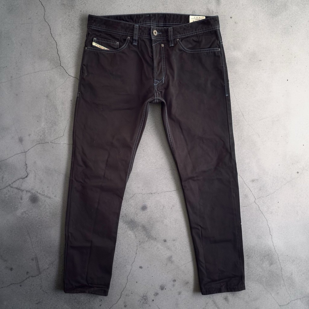 Diesel Safado Jeans Mens 32x30 Black Tapered Blue Contrast Stitch Altered 0016R